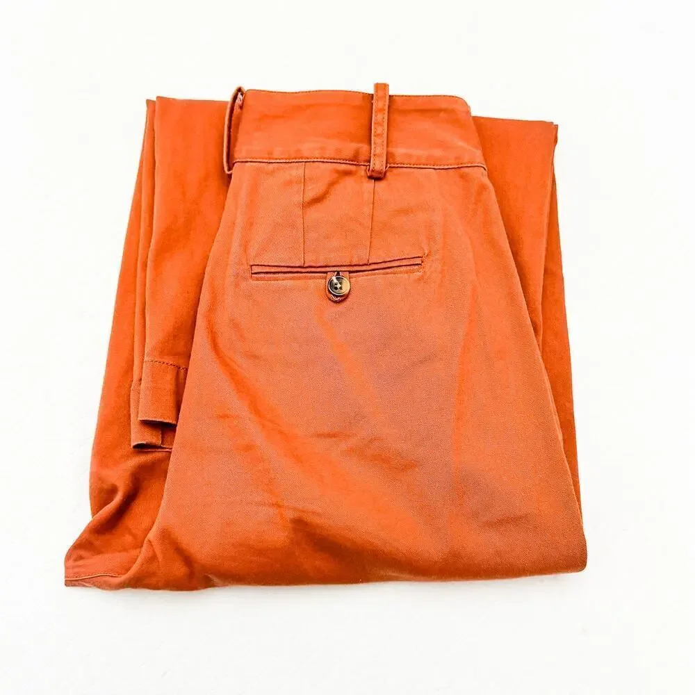 Madewell Orange Wide Leg Pleated Color Jean Denim Front Slack Pants Size 2 - Picture 1 of 8